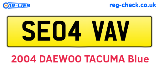 SE04VAV are the vehicle registration plates.
