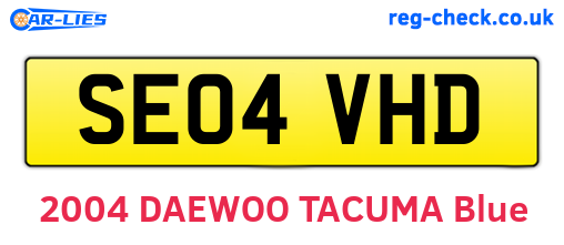 SE04VHD are the vehicle registration plates.