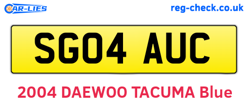 SG04AUC are the vehicle registration plates.
