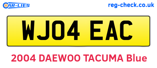 WJ04EAC are the vehicle registration plates.