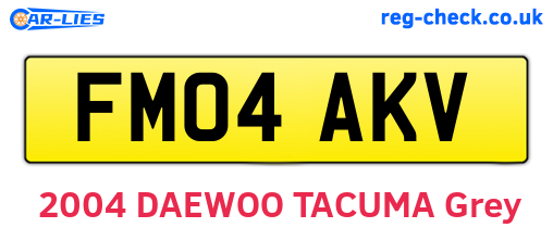 FM04AKV are the vehicle registration plates.