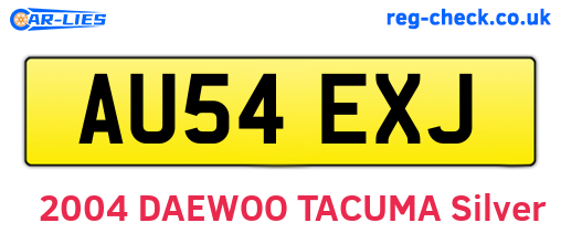 AU54EXJ are the vehicle registration plates.