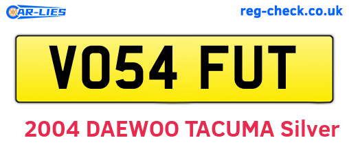 VO54FUT are the vehicle registration plates.