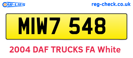 MIW7548 are the vehicle registration plates.