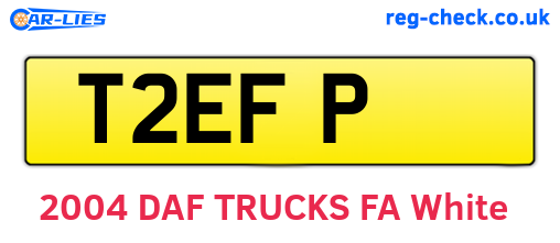 T2EFP are the vehicle registration plates.