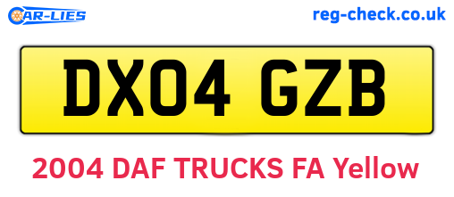 DX04GZB are the vehicle registration plates.