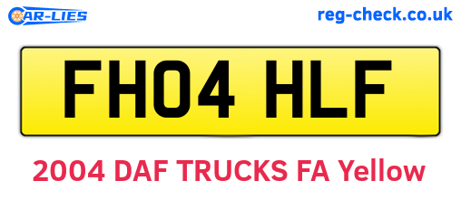 FH04HLF are the vehicle registration plates.