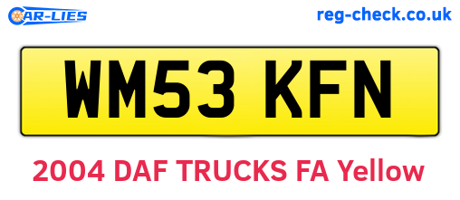 WM53KFN are the vehicle registration plates.