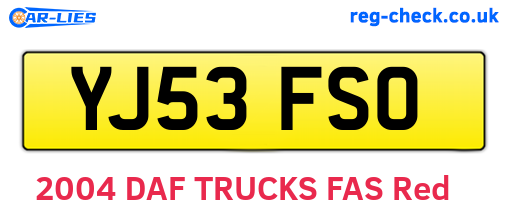 YJ53FSO are the vehicle registration plates.