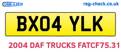 BX04YLK are the vehicle registration plates.