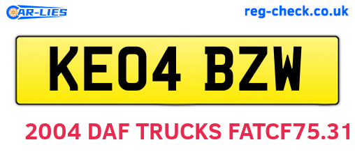 KE04BZW are the vehicle registration plates.