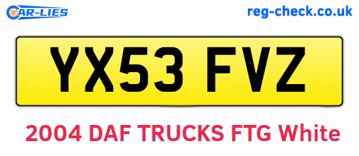 YX53FVZ are the vehicle registration plates.