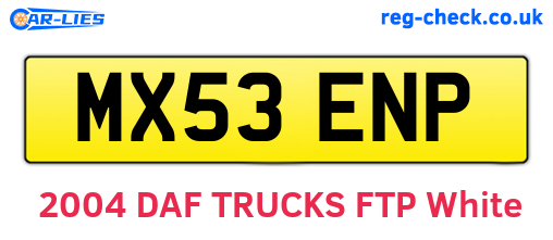 MX53ENP are the vehicle registration plates.