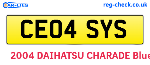 CE04SYS are the vehicle registration plates.