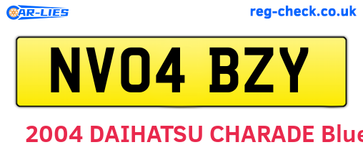 NV04BZY are the vehicle registration plates.