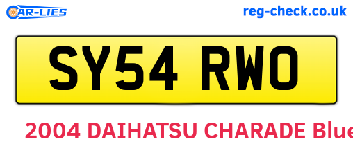SY54RWO are the vehicle registration plates.
