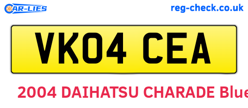 VK04CEA are the vehicle registration plates.