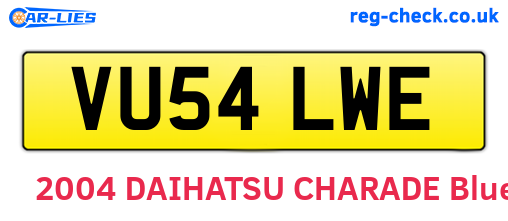 VU54LWE are the vehicle registration plates.