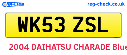 WK53ZSL are the vehicle registration plates.