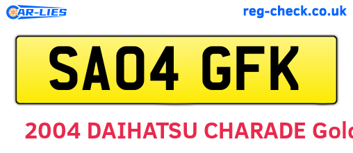 SA04GFK are the vehicle registration plates.