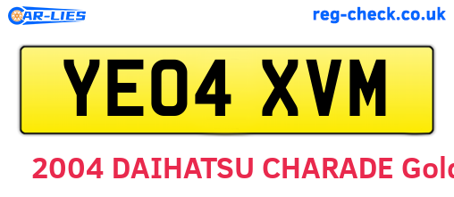 YE04XVM are the vehicle registration plates.