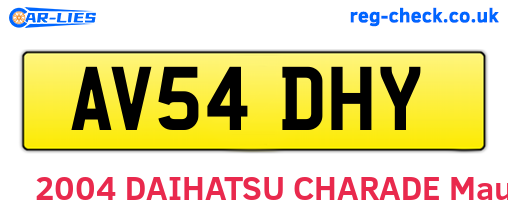 AV54DHY are the vehicle registration plates.