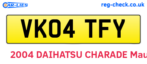 VK04TFY are the vehicle registration plates.