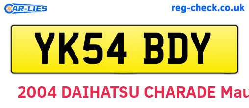 YK54BDY are the vehicle registration plates.