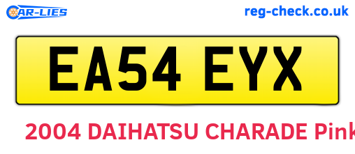 EA54EYX are the vehicle registration plates.