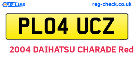PL04UCZ are the vehicle registration plates.
