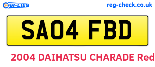 SA04FBD are the vehicle registration plates.