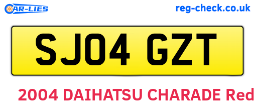 SJ04GZT are the vehicle registration plates.