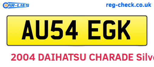 AU54EGK are the vehicle registration plates.