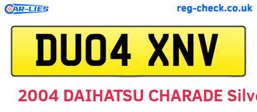 DU04XNV are the vehicle registration plates.