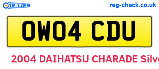 OW04CDU are the vehicle registration plates.
