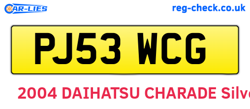 PJ53WCG are the vehicle registration plates.