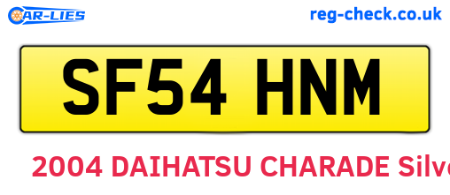 SF54HNM are the vehicle registration plates.
