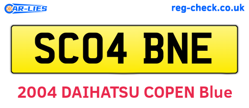 SC04BNE are the vehicle registration plates.