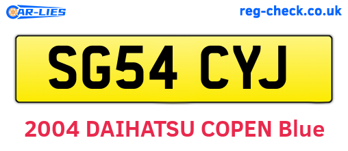 SG54CYJ are the vehicle registration plates.