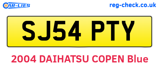 SJ54PTY are the vehicle registration plates.