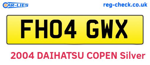 FH04GWX are the vehicle registration plates.