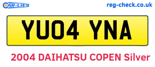 YU04YNA are the vehicle registration plates.