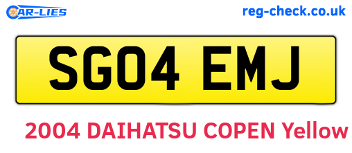 SG04EMJ are the vehicle registration plates.