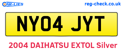 NY04JYT are the vehicle registration plates.