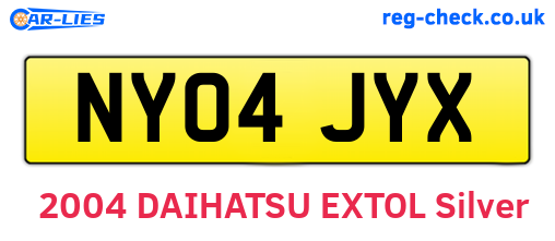 NY04JYX are the vehicle registration plates.
