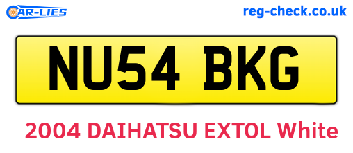 NU54BKG are the vehicle registration plates.