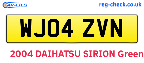 WJ04ZVN are the vehicle registration plates.