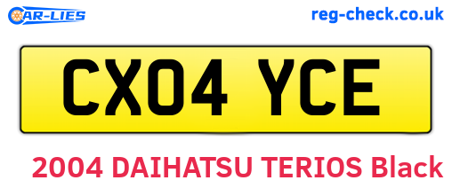 CX04YCE are the vehicle registration plates.