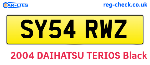 SY54RWZ are the vehicle registration plates.