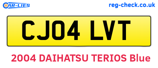 CJ04LVT are the vehicle registration plates.